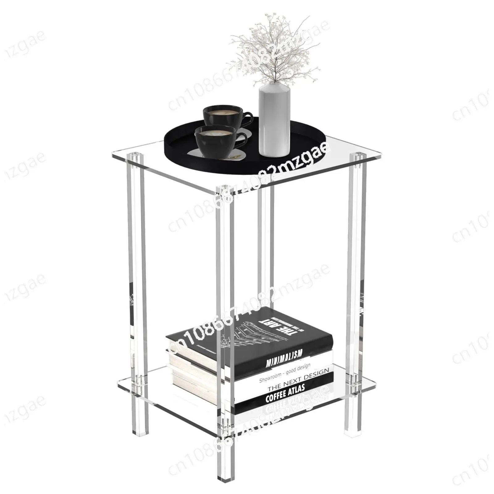 

Прозрачный двухслойный журнальный столик, акриловый прозрачный приставной столик для дивана, простая двухслойная полка