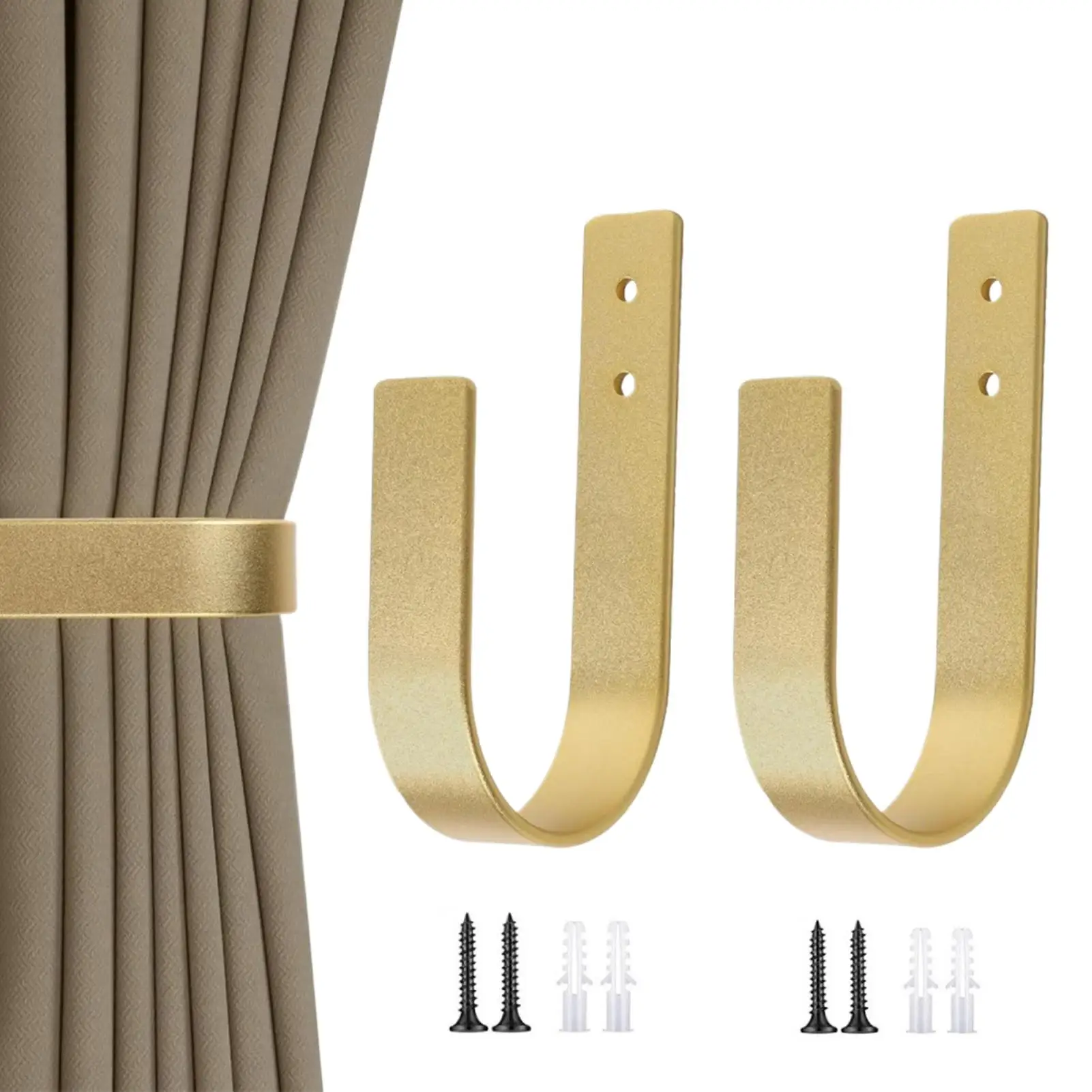 

Wall-mounted curtain hooks 2 Pieces U Shape Metal Holdbacks Drapery Tiebacks Curtain fasteners for Bedroom Living Room Shower