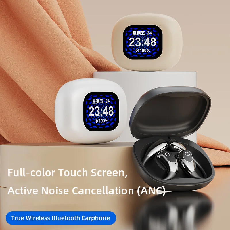 Touch Sreen Earphone Ear Hook Style Noise Reduction Mulitiple Function Bluetooth 5.4 Open Style Bluetooth Headphone