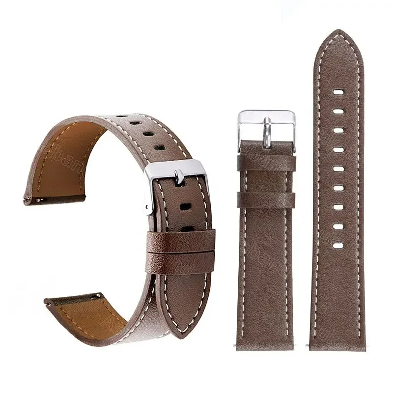 20mm 22mm Leather Watch Strap Band for Huawei Gt 2 3 Pro New for Samsung Galaxy Watch 4 for Amazfit GTR Bracelet Wrist Belt Blue