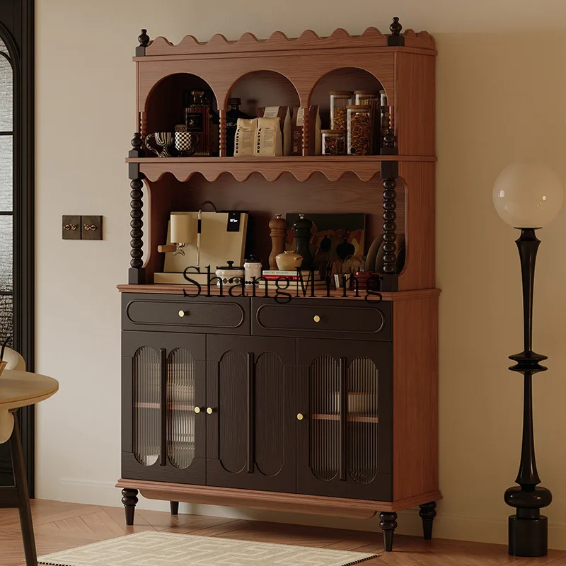 

ZYY retro solid wood dining side cabinet, living room against the wall integrated medium and ancient style storage locker