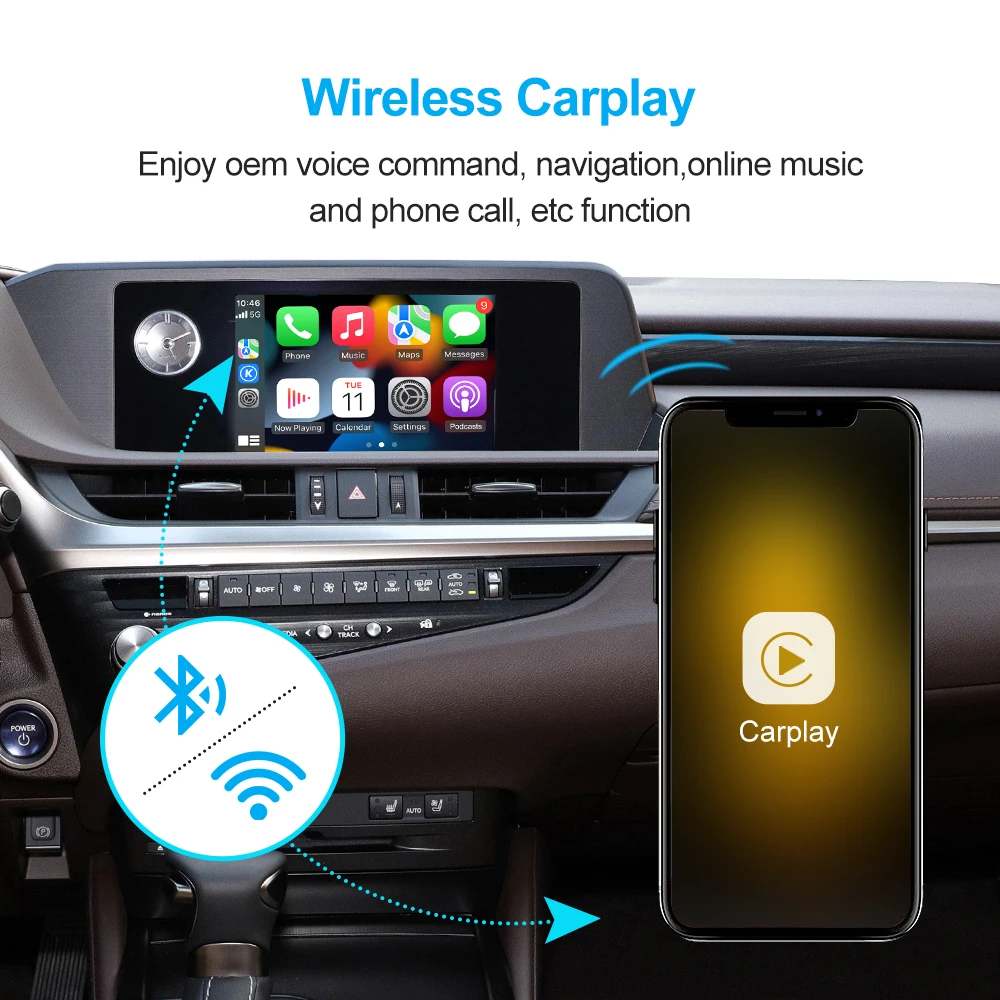 Wireless Carplay Android Auto Ｍodule Box For Lexus ES ES200 NX RX GS LS LC UX Mirror Link AirPlay USB Video Reverse Camera