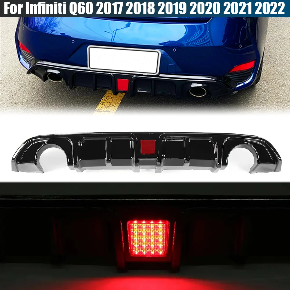 

Rear Lip Diffuser Rear Bumper Diffuser Lip Spoiler Body Kit with Brake Light Lamp For Infiniti Q60 2017 2018 2019 2020 2021 2022