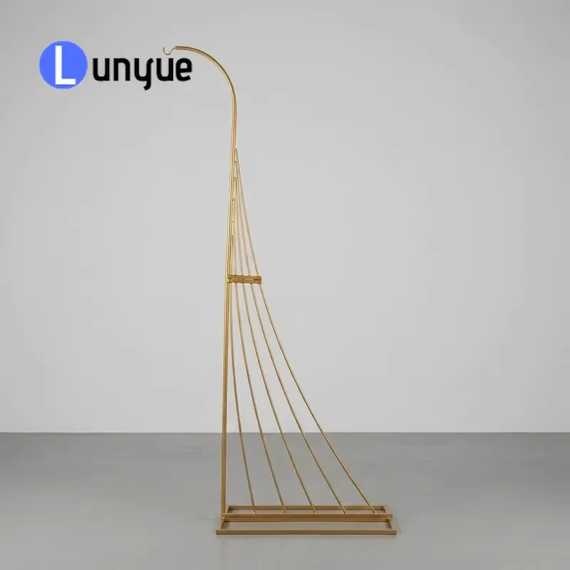 Gold Metal Sailboat Wedding Arch Stand Curved Iron Floral Frame for Ceremony Entrance Backdrop Decor