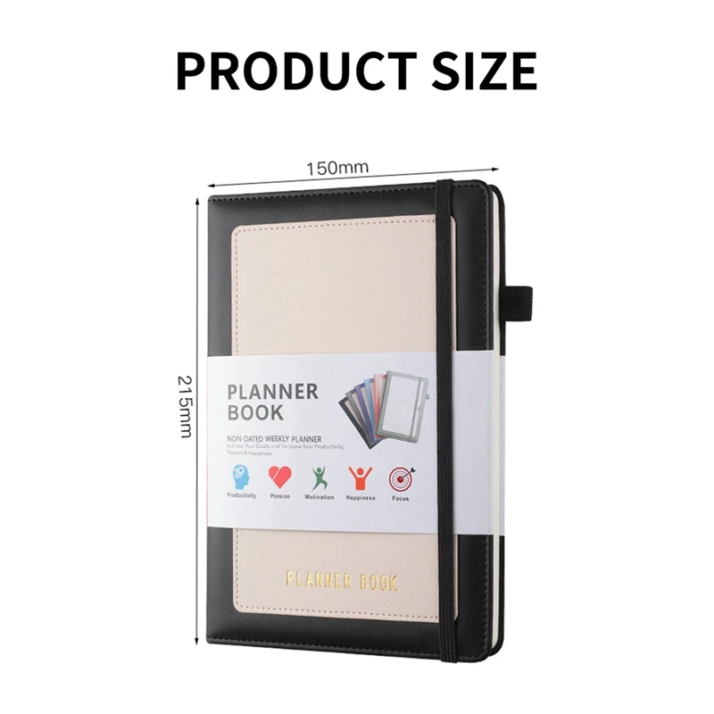 Блокнот Week Planner 2024 с полиуретановой обложкой, средний (A5), твердый переплет, 5,9x8,4 дюйма, фиолетовый, прочный