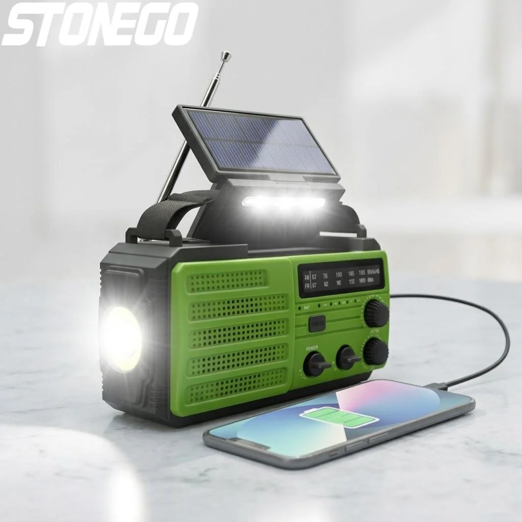 

Portable Solar Radio Flashlight LED Reading Light Hand Crank Rechargeable Multifunctional Survival Kit