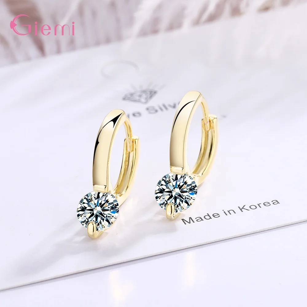 

Authentic 925 Sterling Silver Dazzling Zircon Hoop Earrings for Women Wedding Party Fashion Jewelry Gifts Accessory Wholesale
