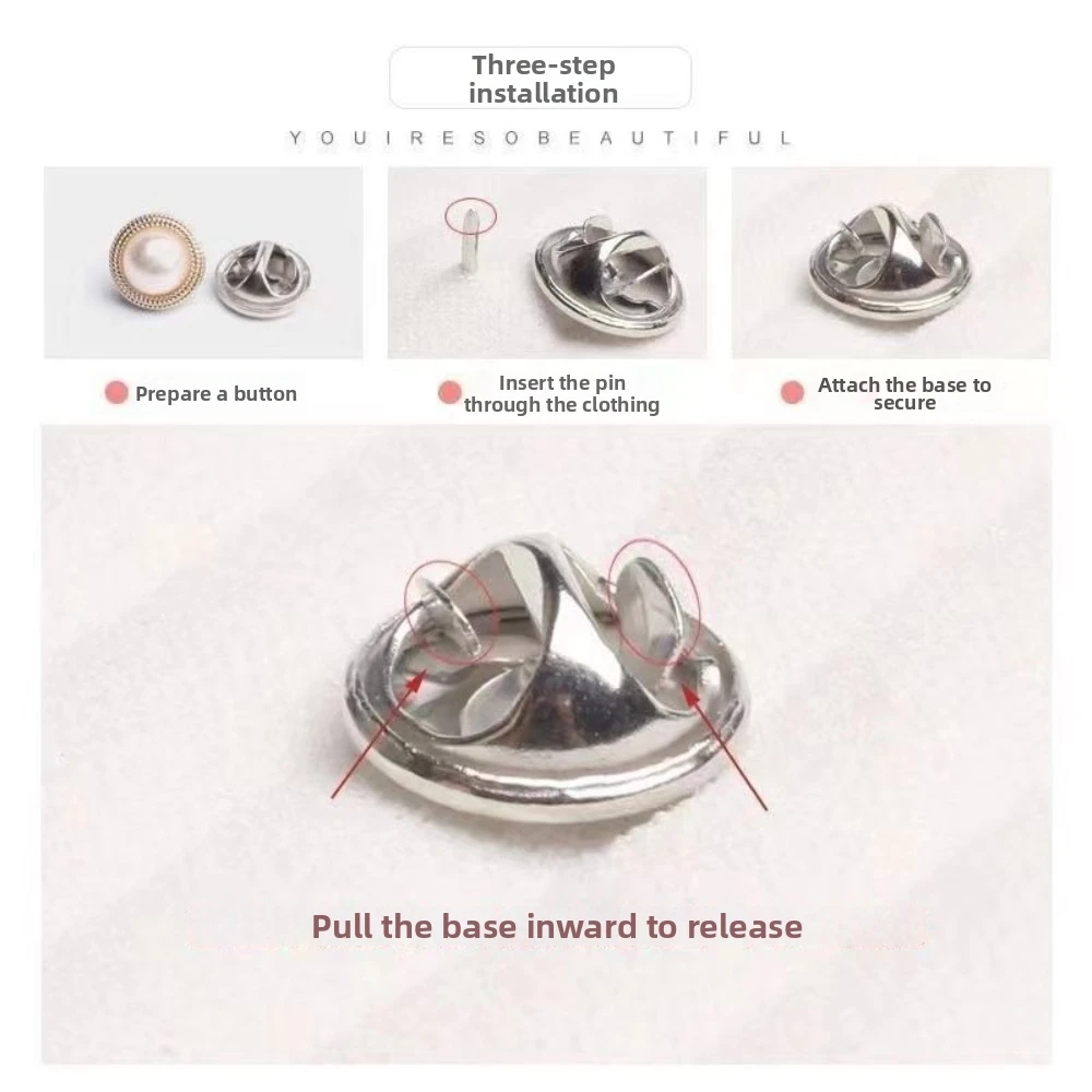 10pcs Imitation Pearl Pearl Button Pins Needle Buckle Fixed Pin Imitation Pearl Button Brooch Prevent Accidental Exposure