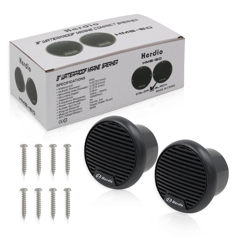 Herdio 3'' wasserdichte Marine-Lautsprecher, 2-Wege-Vollbereichs-Audio-Stereosystem, Motorrad-Lautsprecher mit MAX-Leistung, 140 W, für Boot, Auto – Detail 9