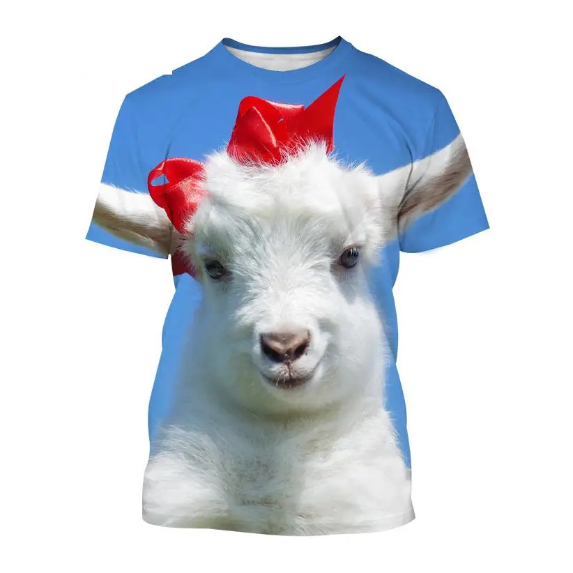 New Funny Animal Goat 3d Printing T-shirt Summer Fashion Unisex Casual Round Neck Street Style Breathable Lightweight Top