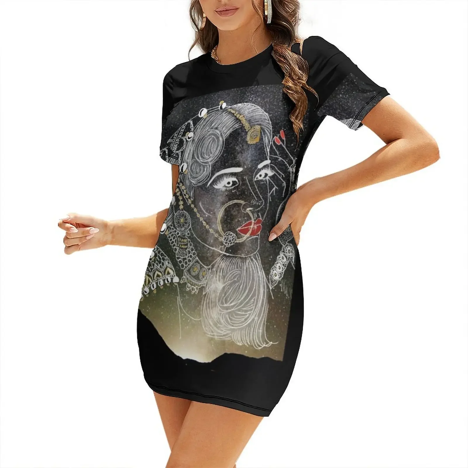 

Stargazing Short-Sleeved Dress Dress for pregnant women summer women's dress 2025 dresses with long sleeves