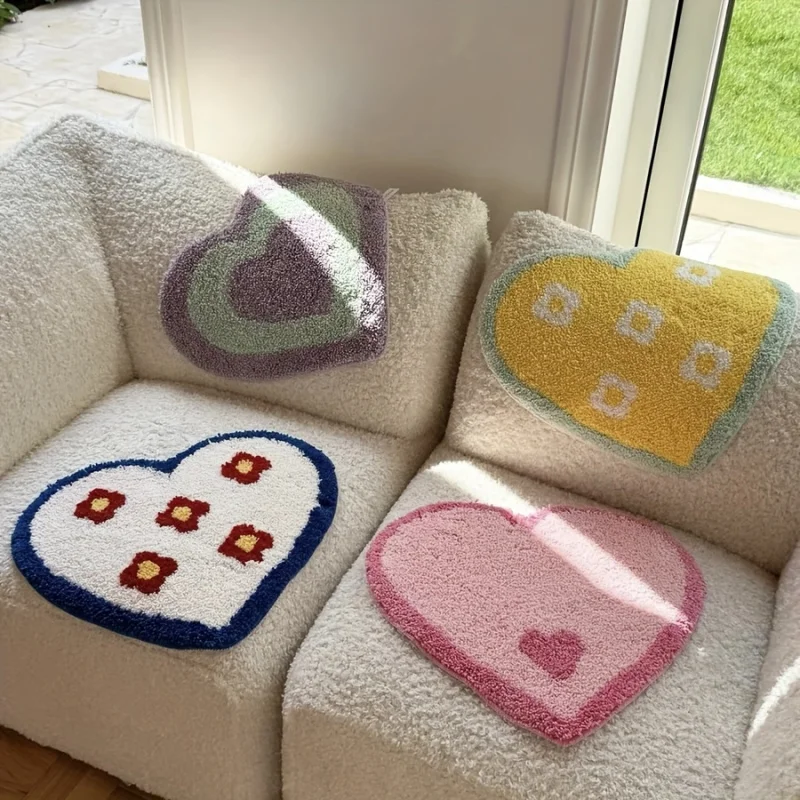 VIKAMA Ins Wind Heart Flower Plush Rug Charming Design For Hallway Living Room And Bedroom Decor Home Decoration