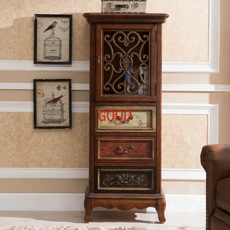 European-Style Solid Wood Chest of Drawers American-Style Clothes Closet Drawer Cabinet with Door