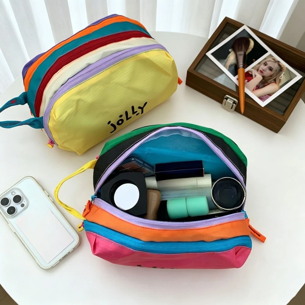 Three Layer Toiletry Makeup Bag Large Capacity Handheld Travel Cosmetic Wash Organizer Bag for Outdoor Daily Use