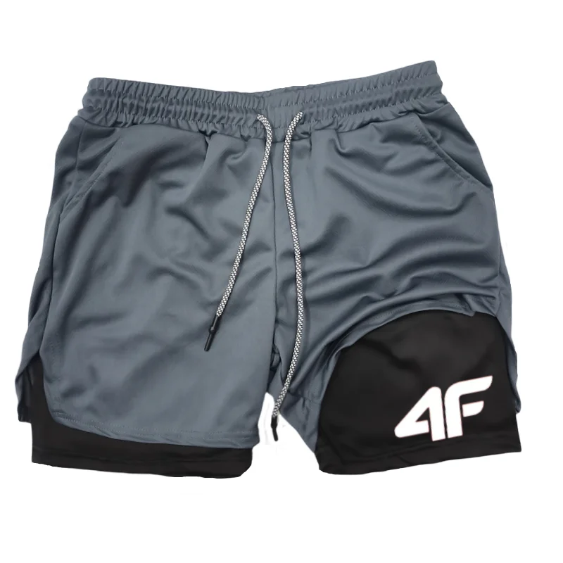 

Мужские шорты для бега 2 в 1, двухэтажные спортивные шорты, спортивная одежда, шорты для тренажерного зала и фитнеса, тренировочная нижняя часть для бега, мужская одежда