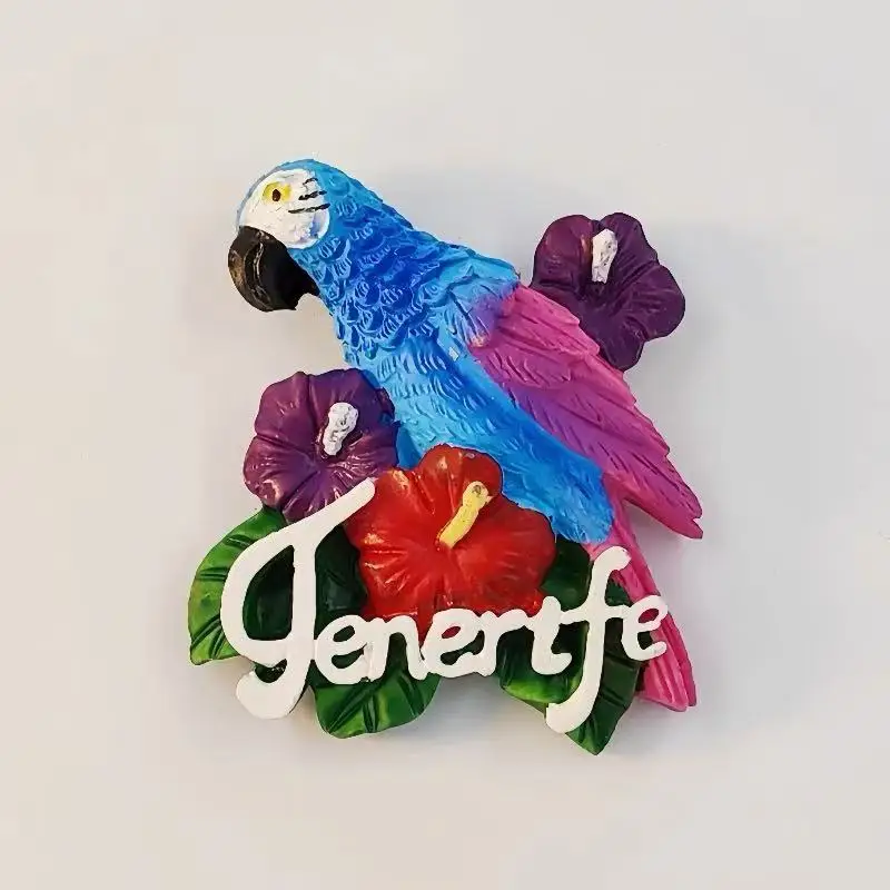 Isla Tenerife, España, pinturas conmemorativas de turismo creativo, artesanías decorativas, loro tridimensional, refrigerador magnético