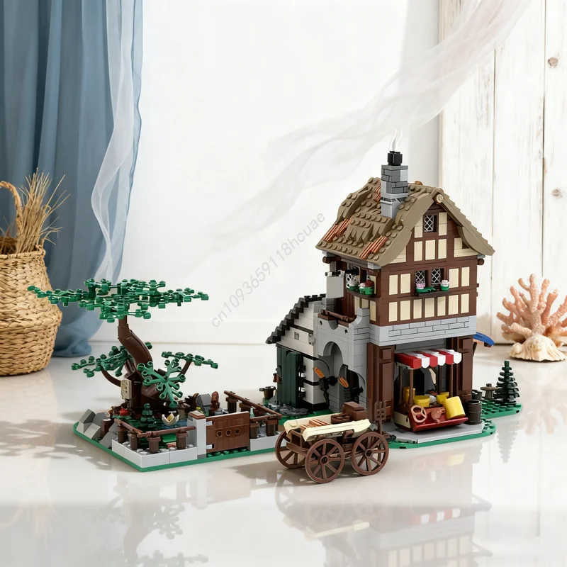 

1497pcs MOC Cheesemaker S Shop Medieval Town Model Building Blocks Toy Architecture Idea Brick Kids Christmas Gift Birthday