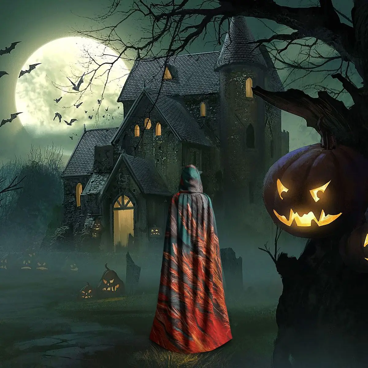 フェザー ロング フード付きマント 魔女 中世コスチューム コスプレ ケープ ハロウィン ヴァンパイア 大人用 ユニセックス