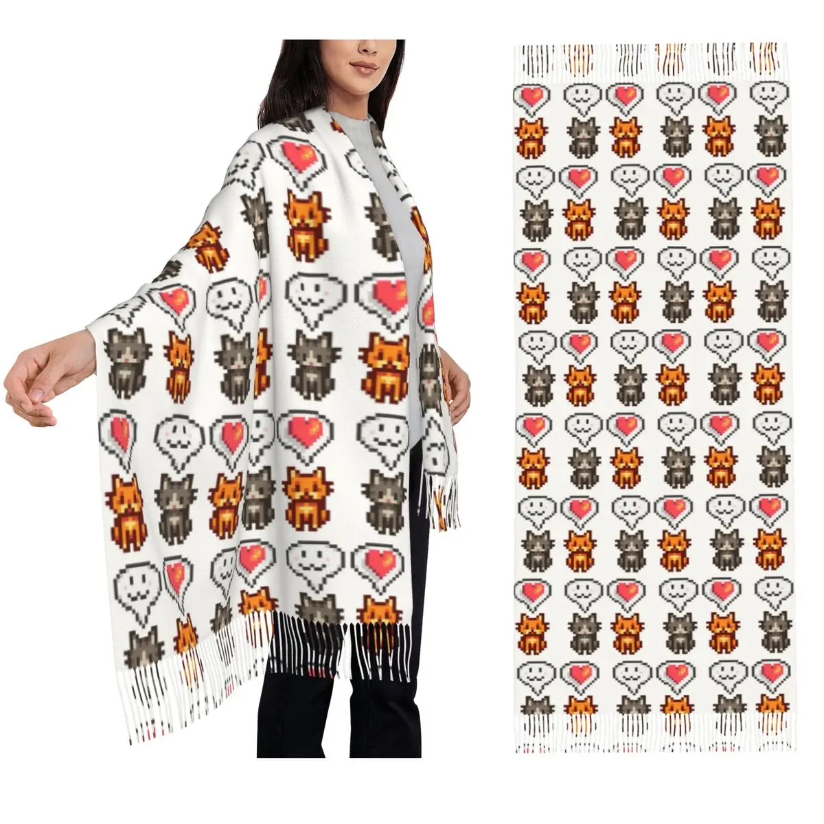 Stardew Valley Video Gamer Scarf Tassel Scarves Women Soft Warm Shawls and Wraps Long Fall Winter Shawl Wrap