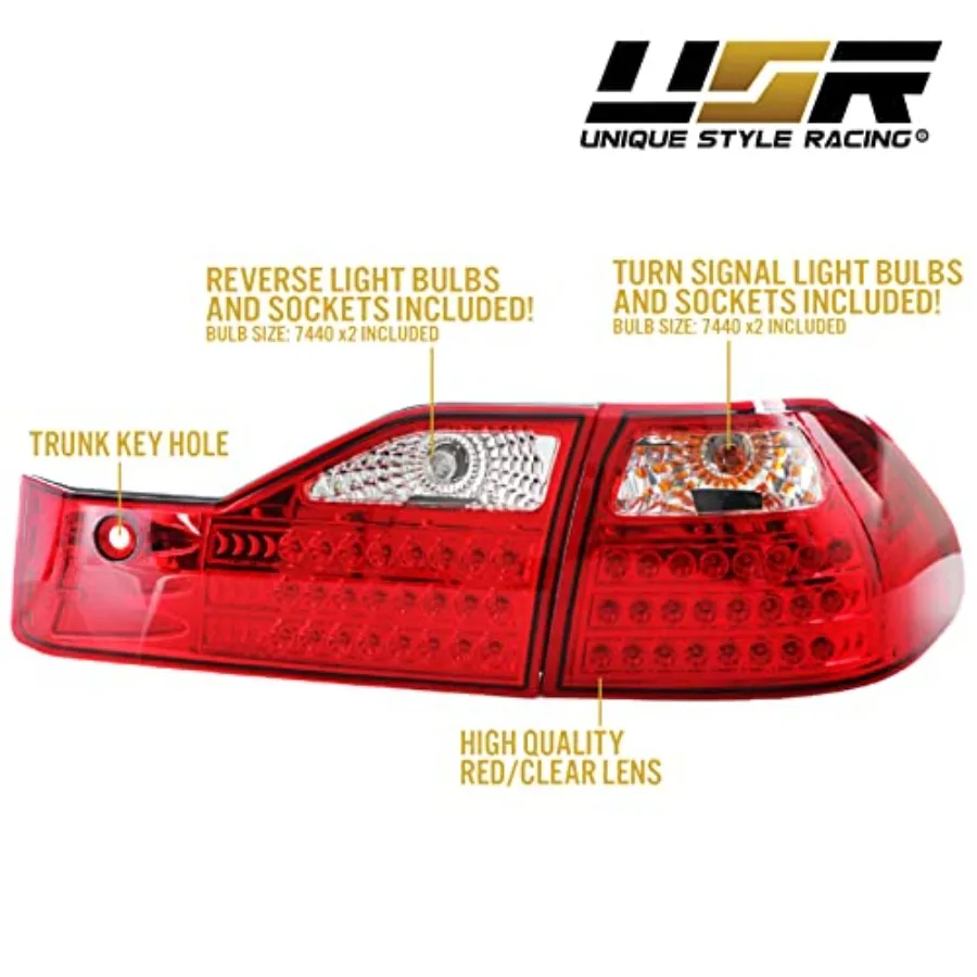 USR DEPO 0102 أكورد أضواء خلفية JDM نمط أحمر واضح عدسة LED الخلفية الذيل مصابيح مجموعة ل 20012002 هوندا أكورد 4 أبواب سيدان تعزيز
