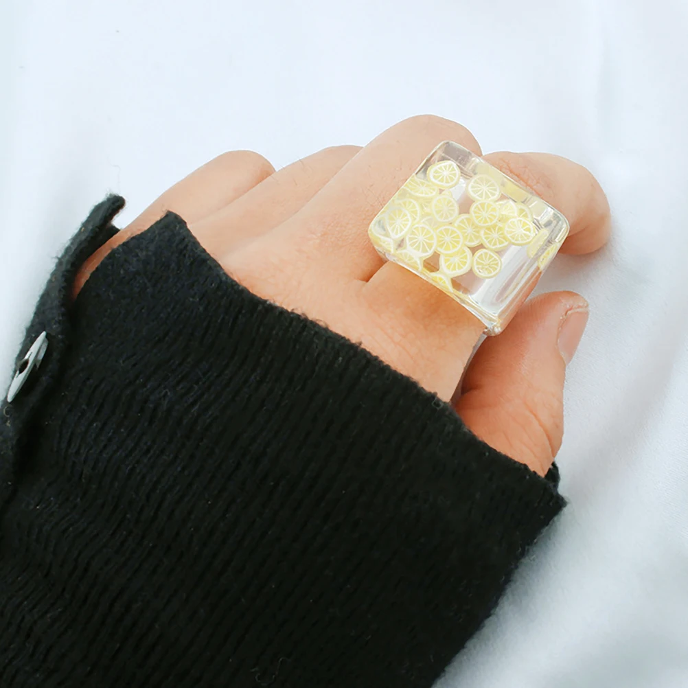 

Fruit Series Wide Exaggerated Finger Suite Creative Jewelry Inlaid Resin Stylish Women Woman