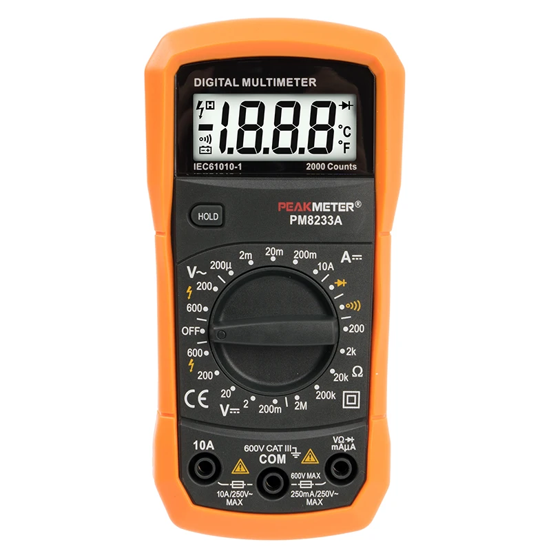 PEAKMETER PM8233A Handheld Digital Multimeter 2000 Counts Voltmeter Digital Electric Instrument Meter
