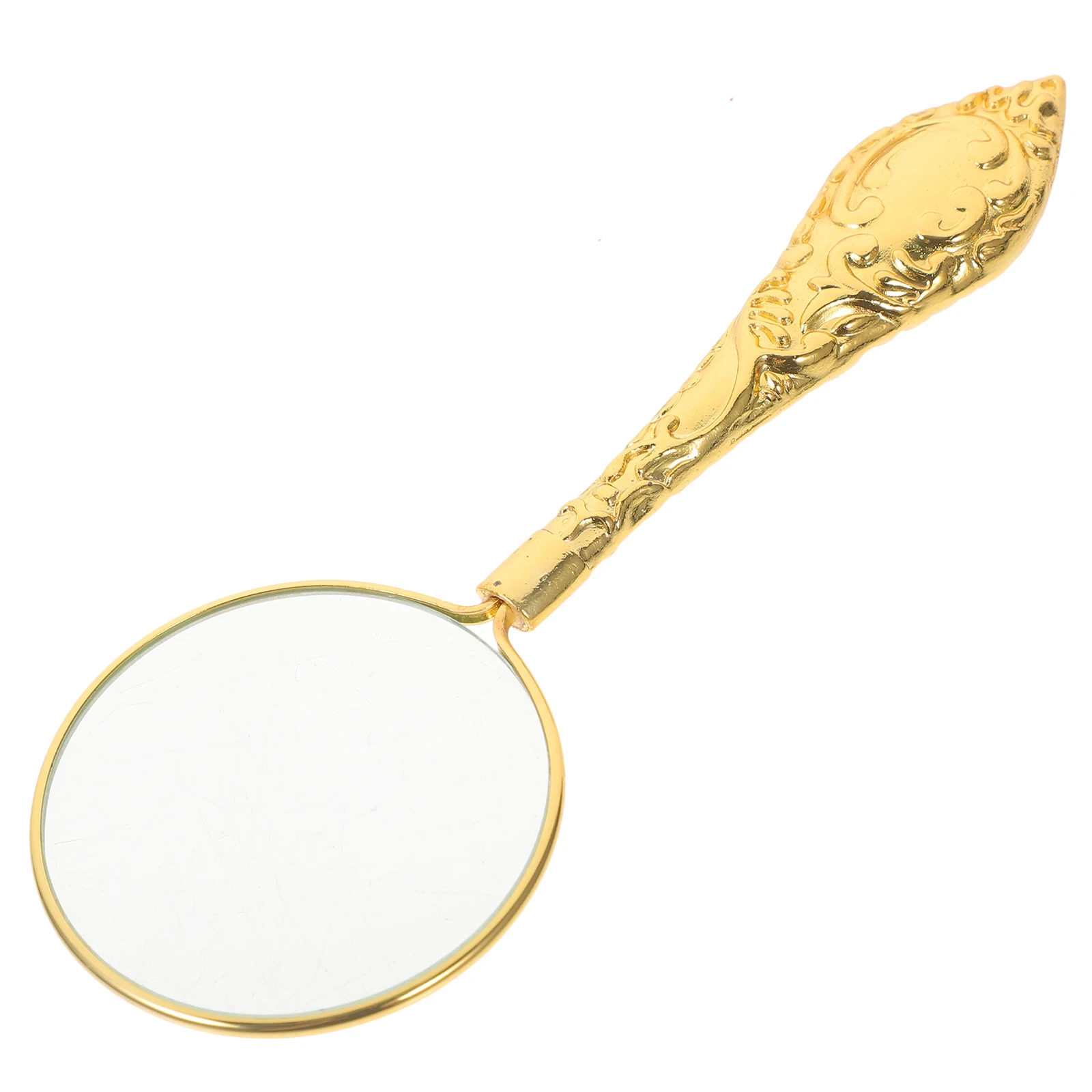 

Handheld Flower Handle Glass 45mm Golden Mirror Reading Repair Portable Elderly Strong Magnification