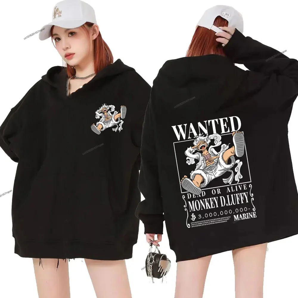New Anime Gear 5 Luffy Graphic Print Zipper Hoodies Harajuku Clothing Hoodie Men Women Plus Size Sweatshirt Streetwear