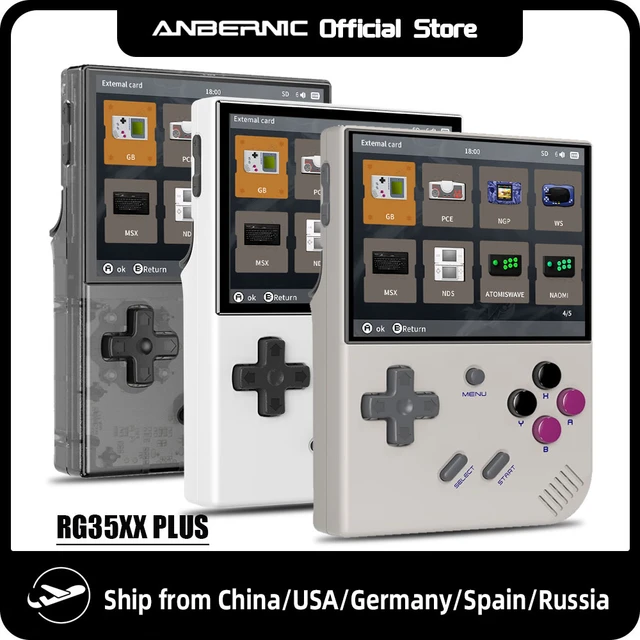 Anbernic-子供向けのレトロなハンドヘルドゲームプレーヤー,rg35xx plus,統合64 GB, 5k  plus,hdサポート,テレビ,ポータブル,クラシックゲーム,旅行,64 GB - AliExpress