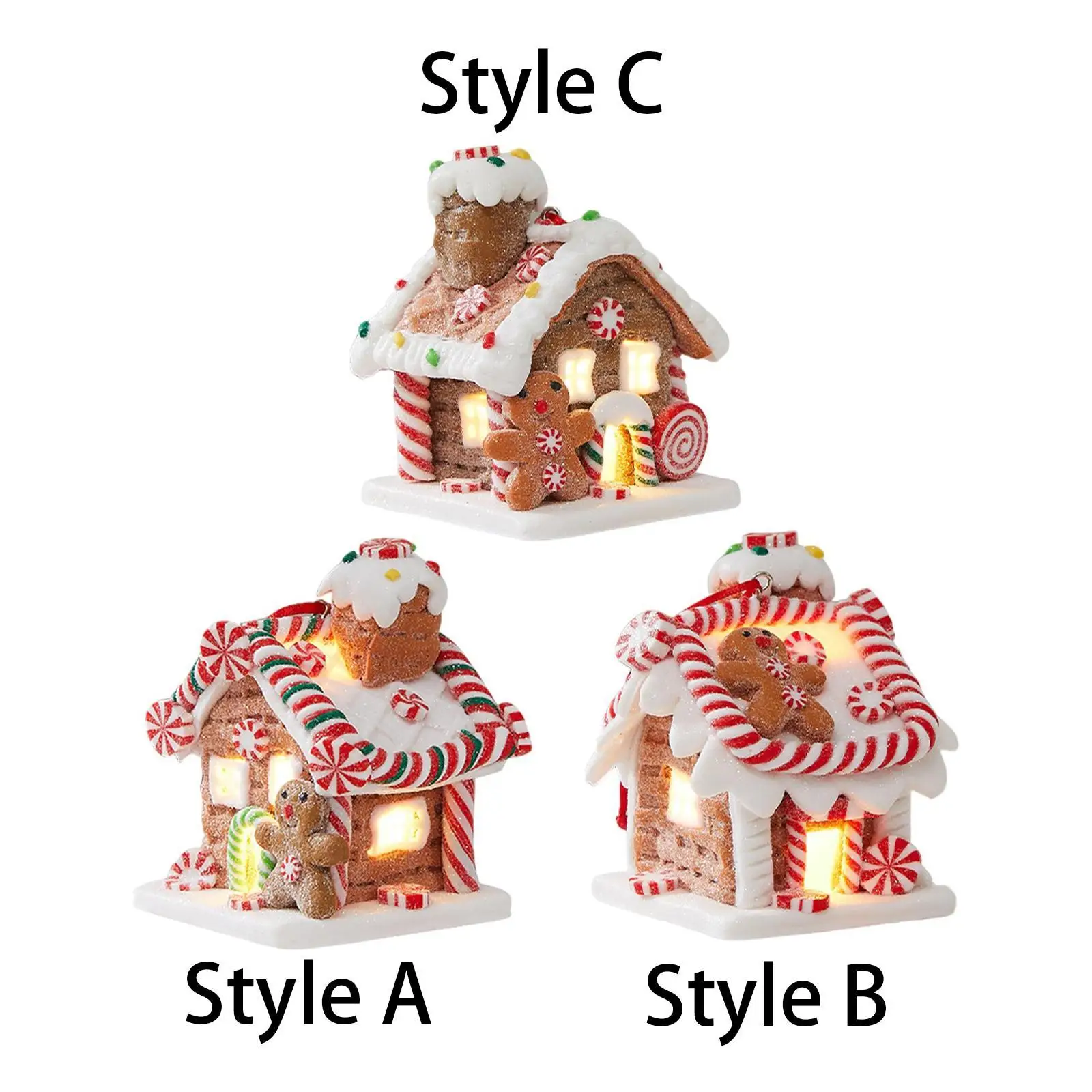 Ciondolo con statuetta di edificio natalizio illuminato, decorazione per albero di Natale, ciondolo con ciondolo, goccia per ufficio, ghirlanda interna, ghirlanda, centro commerciale, festival