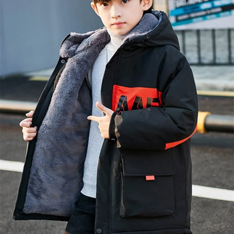 Boys Coat Jacket Cotton Outerwear 2023 Stylish Thicken Velvet Winter Warm Furs Fleece Children\'s Clothing