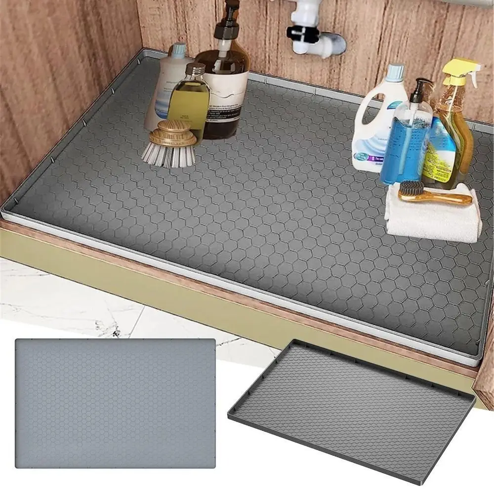 

Square Silicone Under Sink Mat Easy To Clean Heat Resistant Drain Pad Leak Protector Non-Slip Cabinet Liner Mat Counter