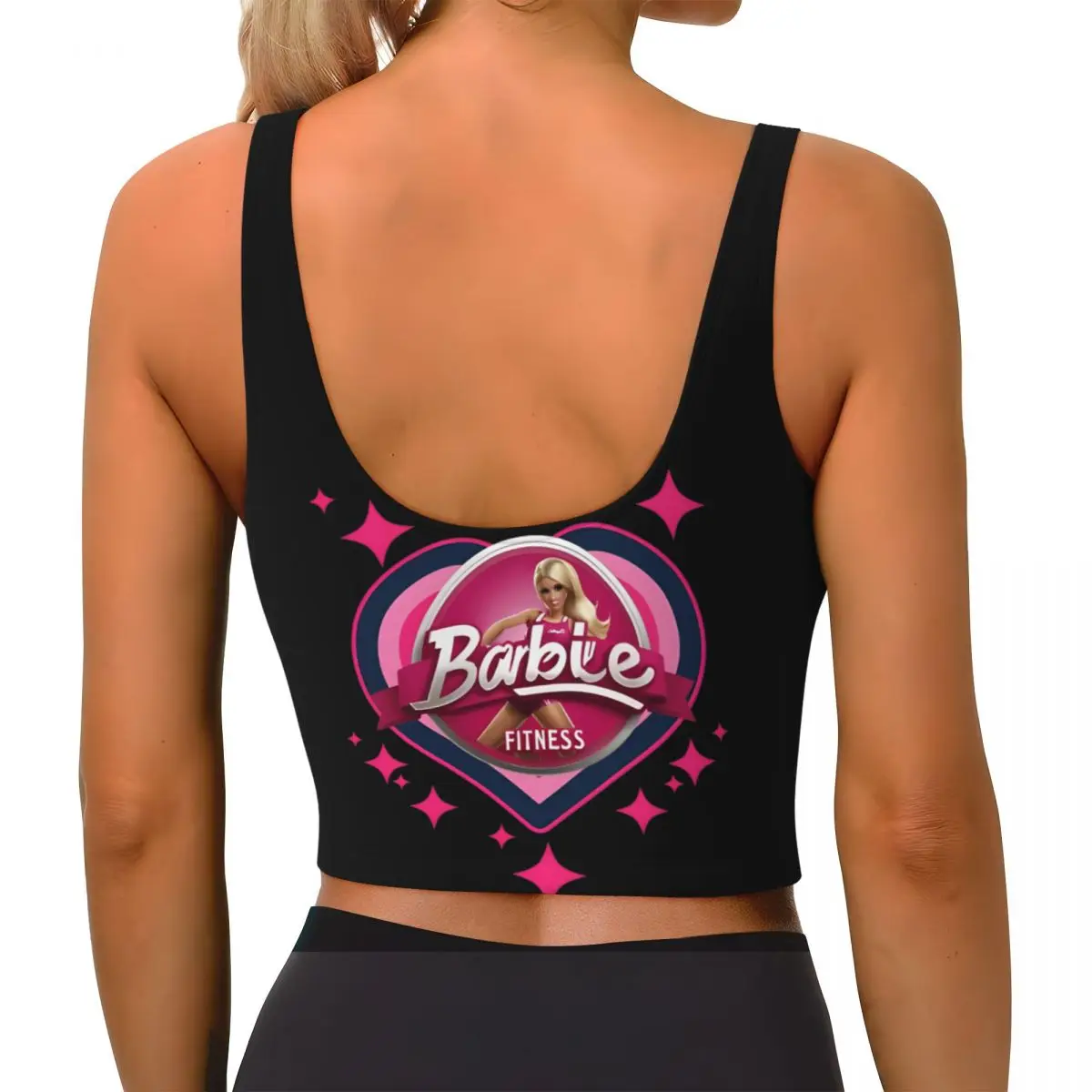 Women's High Impact Sports Bra Fitness Barbie Girls Princess Yoga Workout Fitness Crop Tank Tops Vest