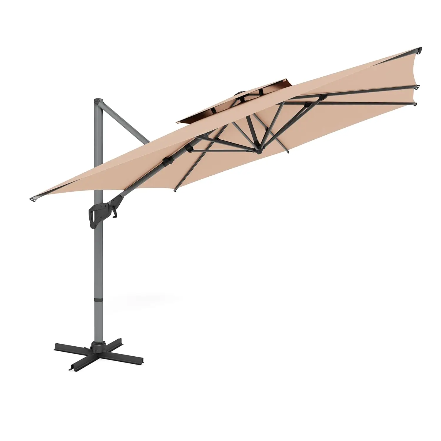 10ft Cantilever Umbrella 360° Tilt Aluminum Double Top Offset Garden Poolside No Base, Customized