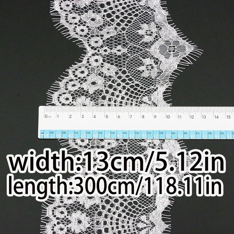 (3 meters/lot) 130mm White Black lace fabric Sewing Garment Ribbon Wedding Dress Fabric