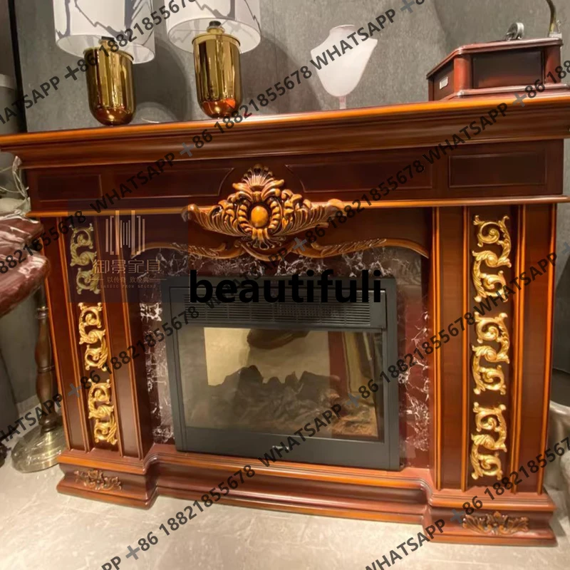 European solid wood fireplace rack American retro decorative cabinet solid wood fireplace cabinet heating furnace core