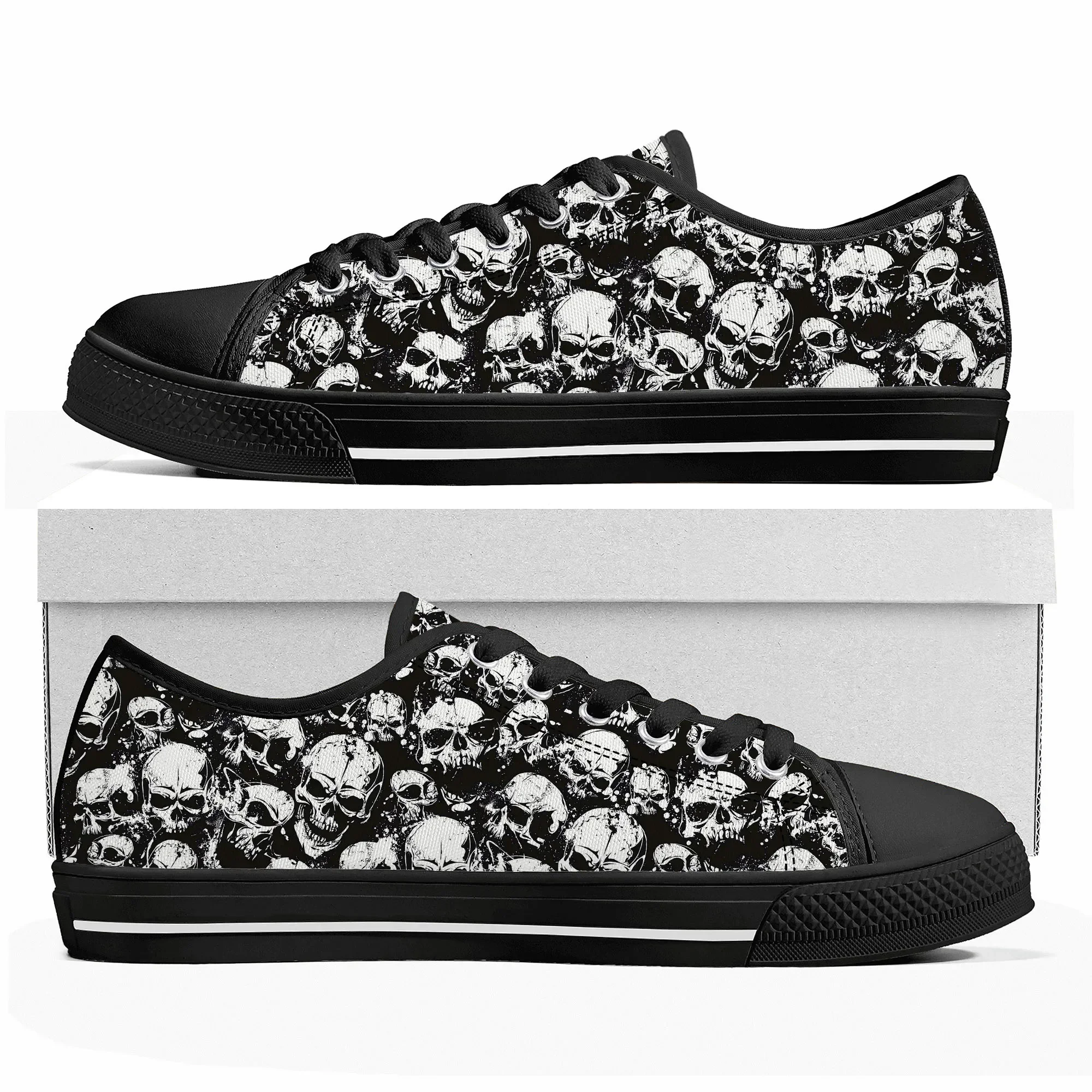 

SKull PAisley Gothic Goth Punk Low Top Sneakers Mens Womens Teenager Canvas Sneaker Casual Custom Made Shoes Customize Shoe