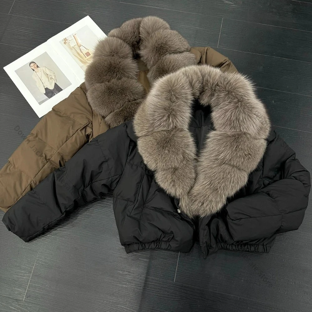 Down Jacket Woman Lightweight Padded Jackets Women's Winter Down Jacket Down Coats and Parks Real Fur Coat Short Jacket with Fur view 6
