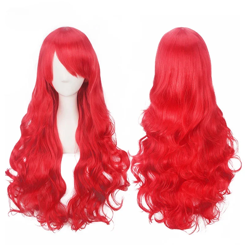 プリンセスカリエルコスプレウィッグ女性用、女の子のためのハロウィーンのかつら、遊びウィッグ、パーティーステージ、赤い長い髪