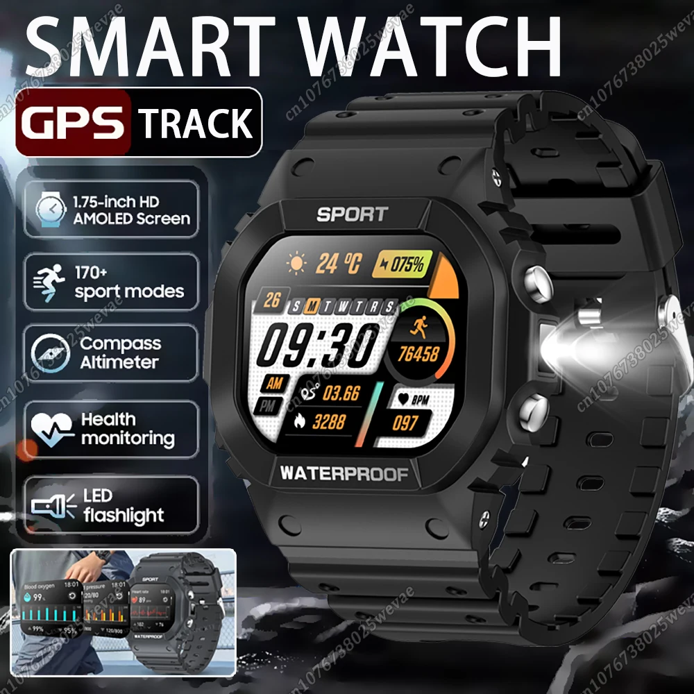 

New SmartWatch Men 2025 LED Flashlight Sports Outdoor Compass Bluetooth Call Heart Rate Monitoring Waterproof Women Smart Watch