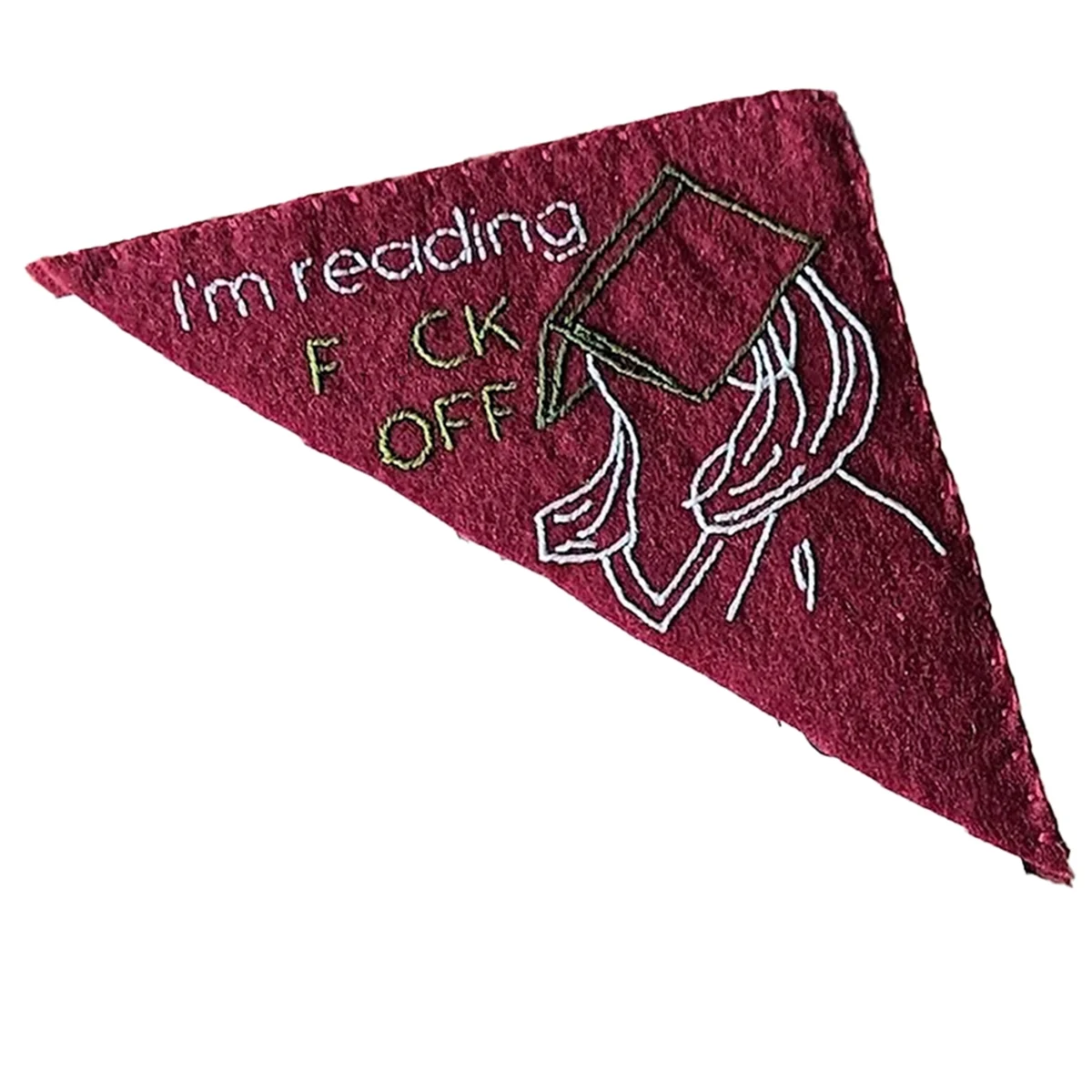 AD29-Bookmark Books Funny Word for Book Lovers Hand Embroidered Felt, Corner Bookmark