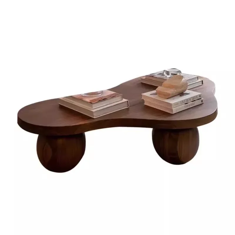 household special-shaped designer tea table coffee table French walnut solid wood retro small apartment coffee table