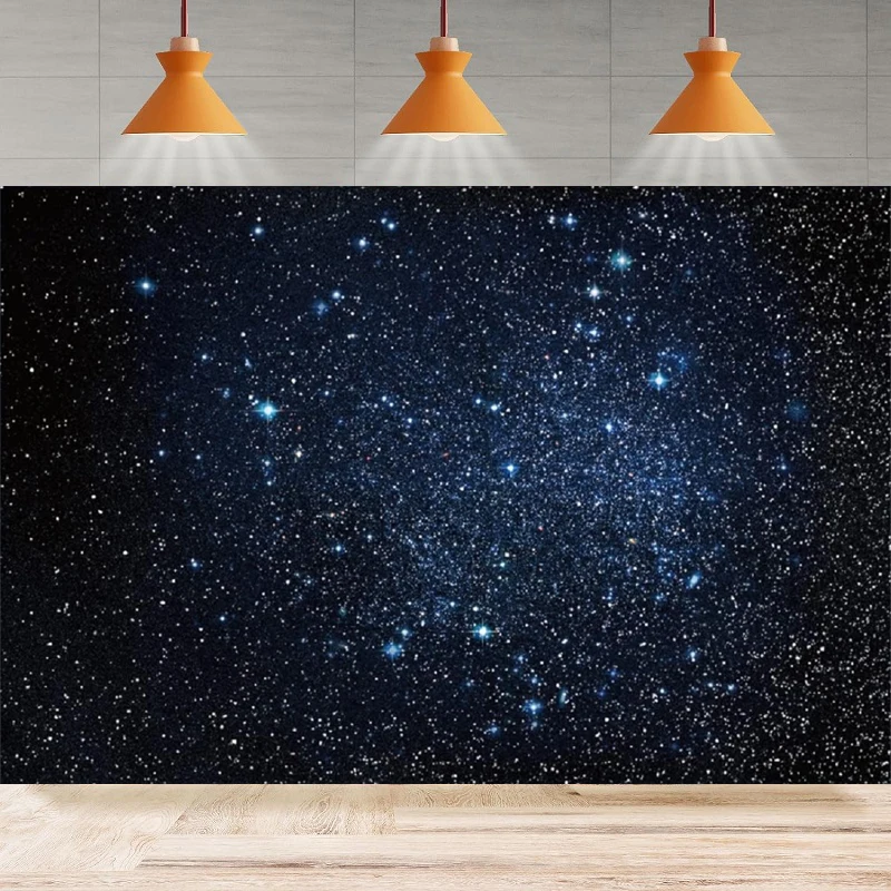 Starry Night Photography Backdrop Sky Galaxy Star Blue Universe Space Background Kids Birthday Party Backdrop Wall Banner Decor