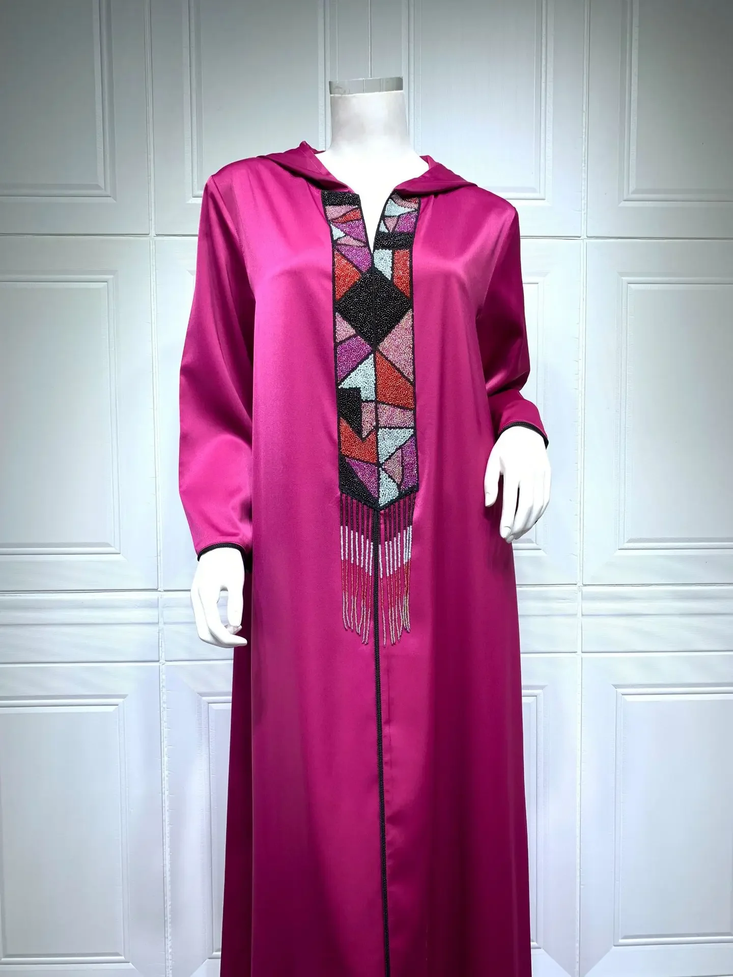 Gulf Abayas Dla Kobiet Elegancka Bluza Długie Sukienki Muzułmańska Moda Zroszony Frędzel Marokański Kaftan Robe Ramadan Hidżab Odzież Damska