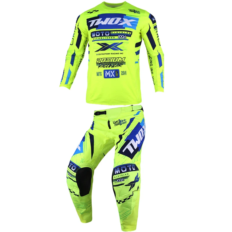 اثنين X المنصة المصارع موتوكروس MX/ATV جيرسي بانت إندورو مجموعة تروس دراجة نارية الملابس الجبلية Carracing دعوى على الطرق الوعرة الترابية دراجة عدة #4