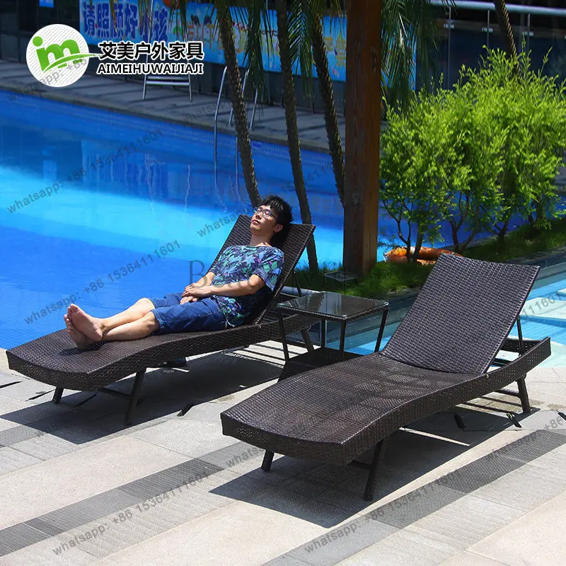 Outdoor Loungers Villa Courtyard Swimming Pool Outdoor Folding Bed