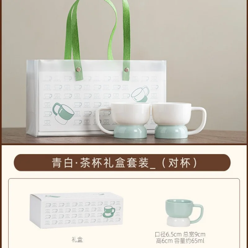 

Blue and White Pairing Gift Set Chinese Style Tea Coffee Ceramic Office Water Cup for Best Friend Partner Souvenir
