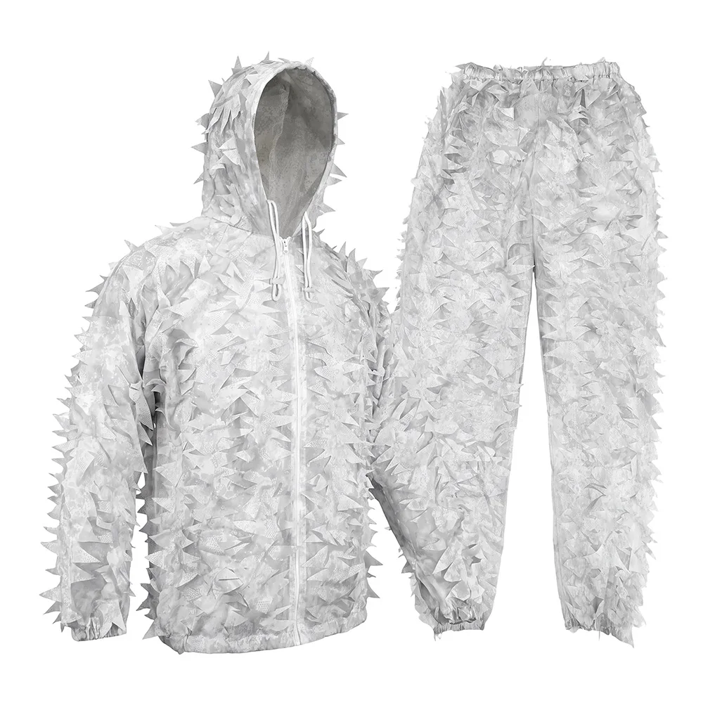 Image of 3D Winter Schneetarnanzug Jagdtarnanzug Atmungsaktiver Ghillie-Anzug Waldbekleidung für Jagd Airsoft Wildtierfotografie