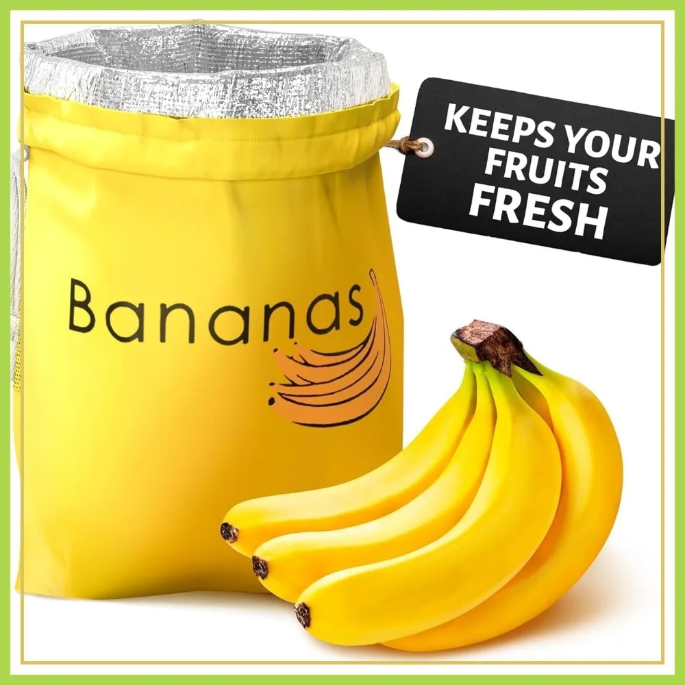 

Nylon Banana Keeper, 13.8x10.6" Reusable Bag with Aluminum Lining to Slow Ripening, Freshness Saver for Home & Travel