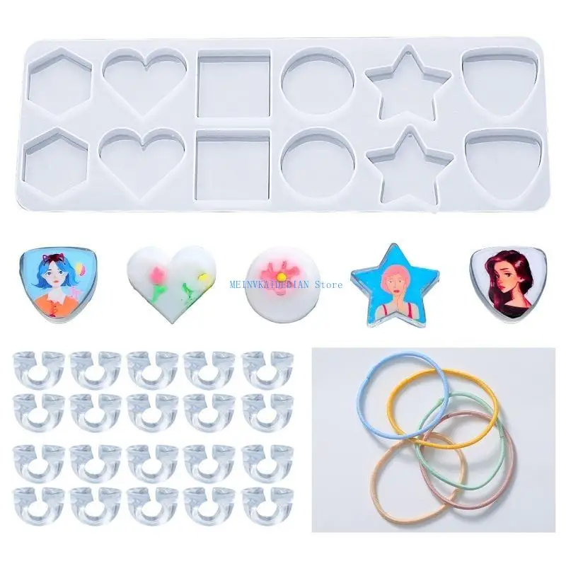 

C1FE Rubber Bands Bracelet Making DIY Colorful Braided Wristband with Silicone Mold Star Heart Mold DIY Craft